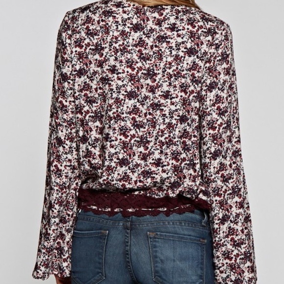 Boho Bell Sleeves and Lace Detail Top - Picture 3 of 5